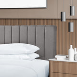 Milano Decor Valencia Mid Grey Bed Head Headboard Bedhead Upholstered - Queen - Mid Grey
