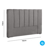 Milano Decor Valencia Mid Grey Bed Head Headboard Bedhead Upholstered - Queen - Mid Grey - Extra Image