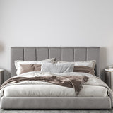Milano Decor Valencia Mid Grey Bed Head Headboard Bedhead Upholstered - King - Mid Grey - Front View