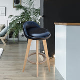 Milano Decor Phoenix Barstool Black Chairs Kitchen Dining Chair Bar Stool - One Pack - Black - Front View