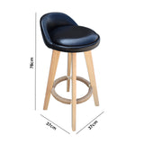 Milano Decor Phoenix Barstool Black Chairs Kitchen Dining Chair Bar Stool - One Pack - Black - 45-Degree Angle