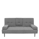 Casa Decor Mendoza 2 in 1 Sofa Bed Couch Grey Pull Down Cupholder 3 Seats Futon - Side View
