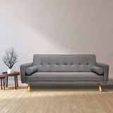 Casa Decor Sicily 2 in 1 Sofa Bed Charcoal 3 Seater Futon Couch Recliner - Front View