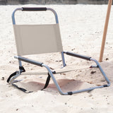 Havana Outdoors Beach Chair 2 Pack Folding Portable Summer Camping Outdoors - Natural - Side View