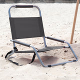 Havana Outdoors Beach Chair 2 Pack Folding Portable Summer Camping Outdoors - Black - Side View