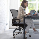Milano Office Chair Home Computer Work Executive Mesh Adjustable Black - Side View