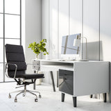 Milano Premium Office Executive Computer Chair PU Leather Steel Chrome Black - Front View