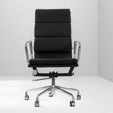 Milano Premium Office Executive Computer Chair PU Leather Steel Chrome Black - Side View