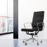 Milano Premium Office Executive Computer Chair PU Leather Steel Chrome Black - Rear View