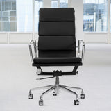 Milano Premium Office Executive Computer Chair PU Leather Steel Chrome Black - Close-Up Angle