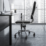 Milano Premium Office Executive Computer Chair PU Leather Steel Chrome Black - Low Angle