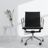 Milano Home Office Computer Chair PU Leather Adjustable Seat Mid Back Black - Side View