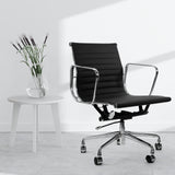 Milano Home Office Computer Chair PU Leather Adjustable Seat Mid Back Black - Top-Down View