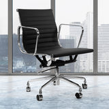 Milano Home Office Computer Chair PU Leather Adjustable Seat Mid Back Black - Close-Up Angle