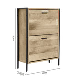 Milano Decor 12 Pair Wooden Shoe Cabinet Drawer Storage - Black And Oak - Front View