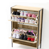 Milano Decor 12 Pair Wooden Shoe Cabinet Drawer Storage - Black And Oak - Low Angle