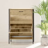 Milano Decor 12 Pair Wooden Shoe Cabinet Drawer Storage - Black And Oak - Extra Image