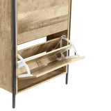 Milano Decor 12 Pair Wooden Shoe Cabinet Drawer Storage - Black And Oak - Rear View