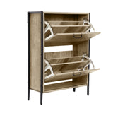 Milano Decor 12 Pair Wooden Shoe Cabinet Drawer Storage - Black And Oak - 45-Degree Angle