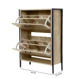 Milano Decor 12 Pair Wooden Shoe Cabinet Drawer Storage - Black And Oak - Top-Down View