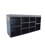 Milano Decor 2 in 1 Shoe Organiser With Bench Storage - Black And Grey - Front View