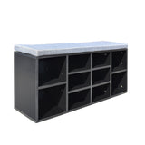 Milano Decor 2 in 1 Shoe Organiser With Bench Storage - Black And Grey - Rear View