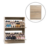 Milano Decor 24 Pair Wooden Shoe Cabinet Drawer Storage - Oak - 45-Degree Angle