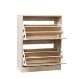 Milano Decor 24 Pair Wooden Shoe Cabinet Drawer Storage - Oak - Front View