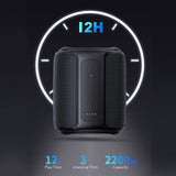 FitSmart Bluetooth Speakers Wireless Portable Stereo Black - Rear View