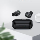 FitSmart In Ear Buds with Charging Case Portable Wireless Black - Front View