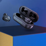 FitSmart In Ear Buds with Charging Case Portable Wireless Black - Side View