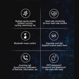 FitSmart Multi Function Smartwatch Wireless Touch Screen All In One - Black - Top-Down View