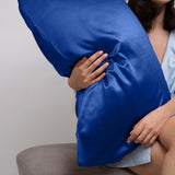 Casa Decor Luxury Satin Pillowcase Twin Pack Size With Gift Box Luxury - Navy Blue