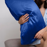 Casa Decor Luxury Satin Pillowcase Twin Pack Size With Gift Box Luxury  - Navy Blue - Front View