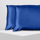 Casa Decor Luxury Satin Pillowcase Twin Pack Size With Gift Box Luxury  - Navy Blue - Side View