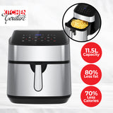 Kitchen Couture 11.5 Litre Air Fryer Multifunctional LCD Digital Display Silver - Front View
