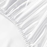 Royal Comfort Satin Sheet Set 3 Piece Fitted Sheet Pillowcase Soft - Queen - White