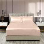 Royal Comfort Satin Sheet Set 3 Piece Fitted Sheet Pillowcase Soft - Queen - Champagne Pink