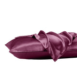 Royal Comfort Satin Sheet Set 3 Piece Fitted Sheet Pillowcase Soft  - Queen - Malaga Wine - 45-Degree Angle