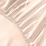 Royal Comfort Satin Sheet Set 3 Piece Fitted Sheet Pillowcase Soft  - King - Champagne Pink - Close-Up Angle