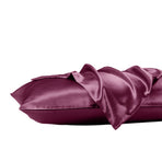 Royal Comfort Satin Sheet Set 3 Piece Fitted Sheet Pillowcase Soft  - King - Malaga Wine