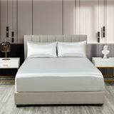 Royal Comfort Satin Sheet Set 3 Piece Fitted Sheet Pillowcase Soft - King - Silver