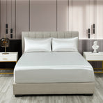 Royal Comfort Satin Sheet Set 3 Piece Fitted Sheet Pillowcase Soft - King - Silver
