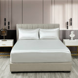 Royal Comfort Satin Sheet Set 3 Piece Fitted Sheet Pillowcase Soft  - King - Silver - Front View