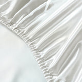 Royal Comfort Satin Sheet Set 3 Piece Fitted Sheet Pillowcase Soft  - King - Silver - Rear View
