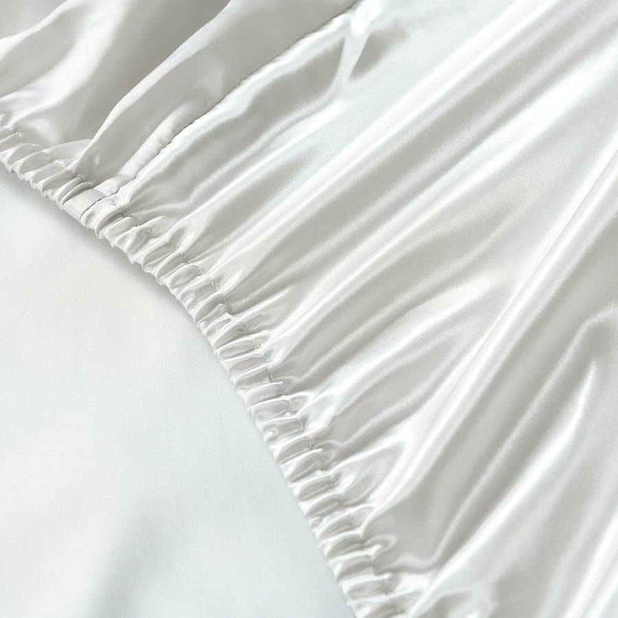 Royal Comfort Satin Sheet Set 3 Piece Fitted Sheet Pillowcase Soft - King - Silver