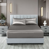 Royal Comfort Satin Sheet Set 3 Piece Fitted Sheet Pillowcase Soft - King - Charcoal