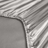 Royal Comfort Satin Sheet Set 3 Piece Fitted Sheet Pillowcase Soft  - King - Charcoal - Rear View