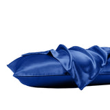 Royal Comfort Satin Sheet Set 3 Piece Fitted Sheet Pillowcase Soft  - King - Navy Blue - 45-Degree Angle