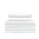 Royal Comfort Satin Sheet Set 4 Piece Fitted Flat Sheet Pillowcases  - Queen - White - 45-Degree Angle